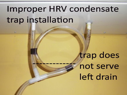 HRV condensate trap poorly installed